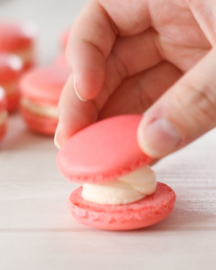 This image has an empty alt attribute; its file name is Strawberry-Macarons-700x875.jpg